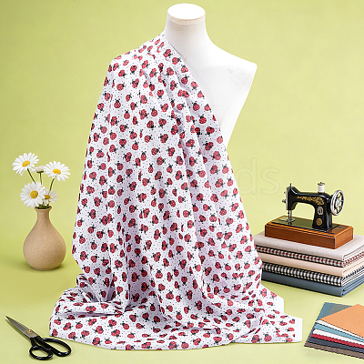 2M Ladybug Pattern Polyester Fabric DIY-WH0061-055-1