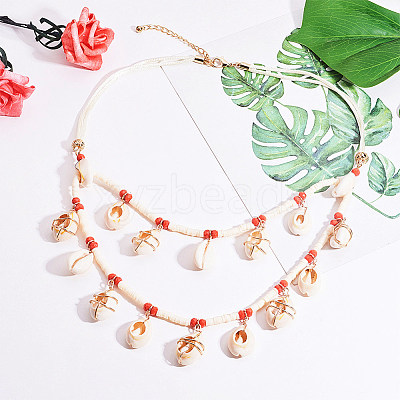 Bohemian Style Bib Necklaces NJEW-PH0001-11-1