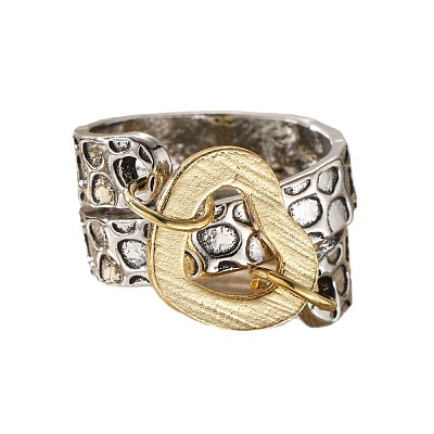 Hammered Alloy Finger Link Rings for Women FS-WG9B92C-04-1