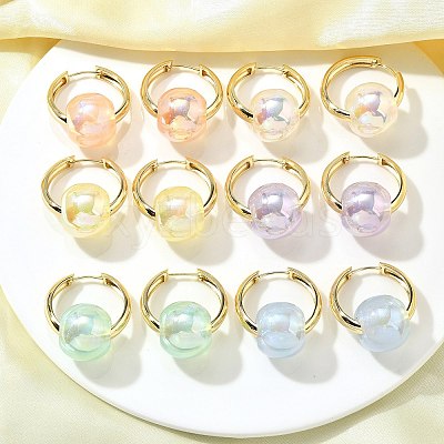 Round Brass Hoop Earrings EJEW-Z086-01G-1