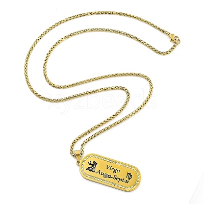 Constellation 304 Stainless Steel Micro Pave Clear Cubic Zirconia Wheat Chain Pendant Necklaces for Women Men NJEW-U007-01F-1