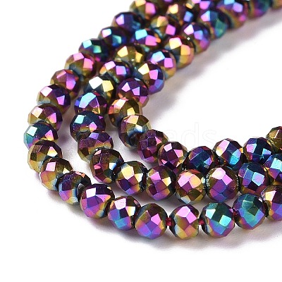 Electroplate Glass Beads Strands GLAA-H021-01B-FP13-1