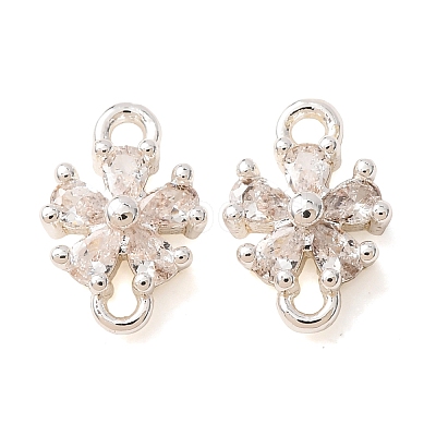 Brass Pave Clear Cubic Zirconia Connector Charms CU-CBAEC99-15S-1