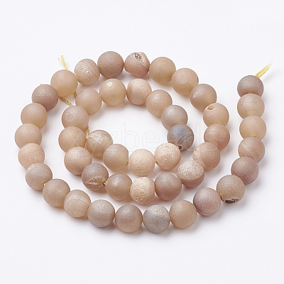 Electroplate Natural Druzy Geode Weathered Agate Beads Strands G-S284-8mm-09-1