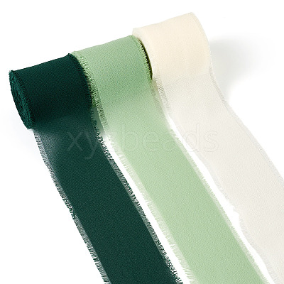 3 Rolls Polyester Raw Edges Ribbons SRIB-TAC0002-26F-1