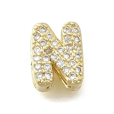 Brass Micro Pave Cubic Zirconia Letter Multi-Strand Links X-KK-D295-32G-14-1