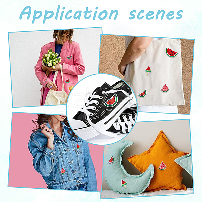 20Pcs 4 Styles Watermelon Nylon Computerized Embroidery Cloth Iron on/Sew on Patches DIY-HY0002-87-1