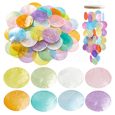 80Pcs 8 Colors Natural Capiz Shell Connector Charms SHEL-PH0001-49-1