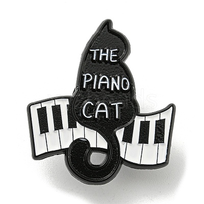 Music Theme Cartoon Black Cat Enamel Pins JEWB-K016-11D-EB-1