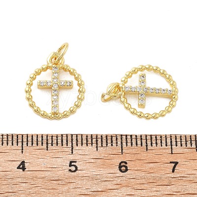 Brass Micro Pave Cubic Zirconia Pendants KK-C092-21A-G-1
