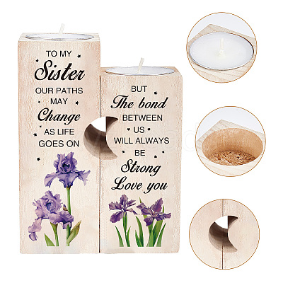 Wooden Candle Holders Set AJEW-SD0001-21E-1