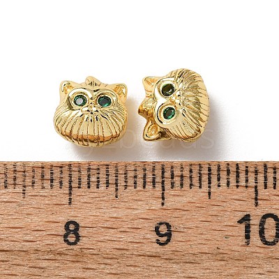 Brass Micro Pave Cubic Zirconia Beads KK-C253-10G-1