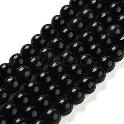 Natural Obsidian Bead Strands X-G-R173-6mm-02-1