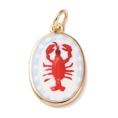 Printed Brass Enamel Pendants KK-CBADFD5-04G-B-1