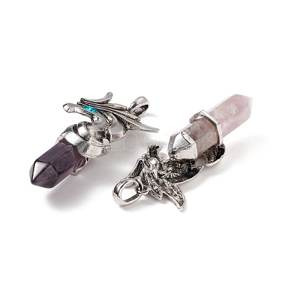 Natural & Synthetic Gemstone and Indicolite Rhinestone Big Pointed Pendants G-G855-06AS-1