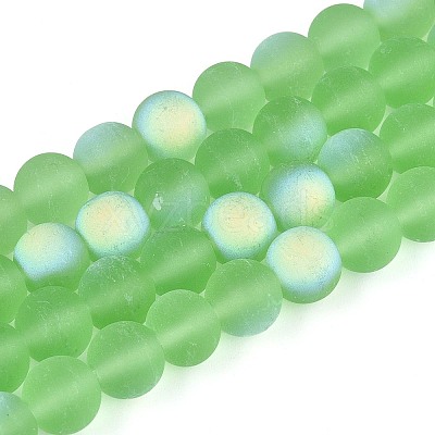 Frosted Transparent Glass Beads Strands GLAA-T032-T8mm-MBB17-1