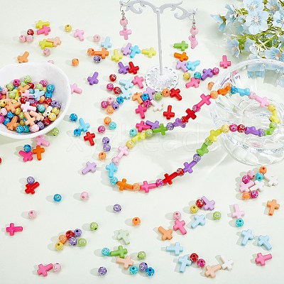 600Pcs 3 Styles Opaque Acrylic Beads SACR-PA0001-12-1