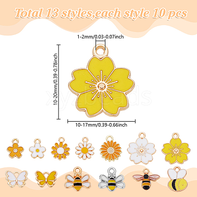 130Pcs 13 Styles Alloy Enamel Charms ENAM-AR0001-90-1