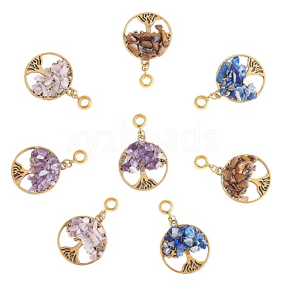 20Pcs 4 Styles Natural Mixed Stone Chip European Dangle Charms G-SZ0002-18-1