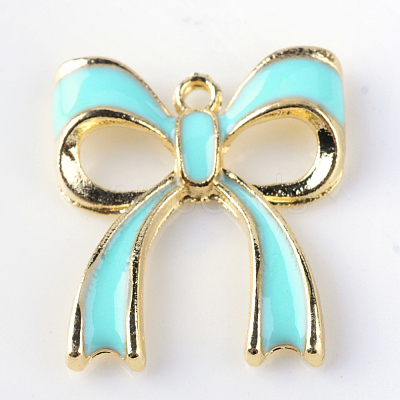 Bowknot Alloy Enamel Pendants X-ENAM-Q033-22A-1