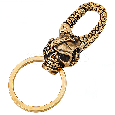 Skull Brass Lobster Claw Clasps KK-WH20002-20B-1