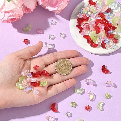100Pcs 2 Styles Transparent Spray Painted Glass Beads GLAA-YW0005-14A-1