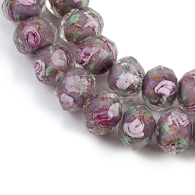 Handmade Gold Sand Lampwork Beads Strands LAMP-R141-10mm-25-1