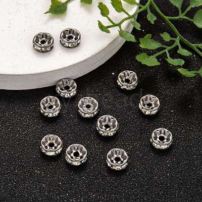 Brass Rhinestone Rondelle Space Beads RB-H035-22-1