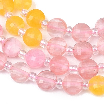 Cherry Quartz Glass  & Dyed Natural White Jade Beads Strands G-Z135-B01-1