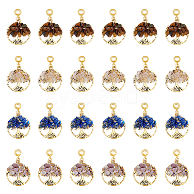 32Pcs 4 Styles Natural Mixed Stone European Dangle Charms G-DC0001-14-1