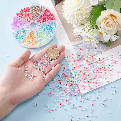80G 8 Colors Glass Seed Beads GLAA-GO0001-20A-1