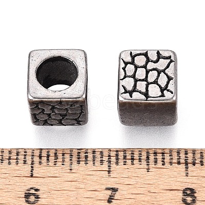 304 Stainless Steel Textured European Style Large Hole Beads STAS-T072-110AS-1