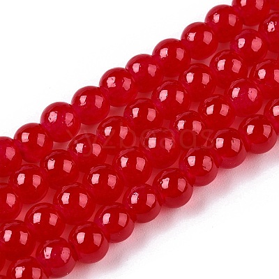 Baking Paint Imitation Jade Glass Round Bead Strands DGLA-Q021-4mm-05-A-1