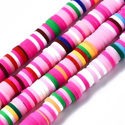 Handmade Polymer Clay Beads Strands CLAY-R089-6mm-096-1