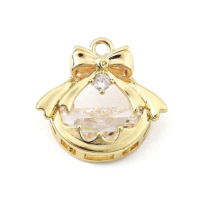 Brass Micro Pave Clear Cubic Zirconia Pendants LS-KK-K371-30G-1