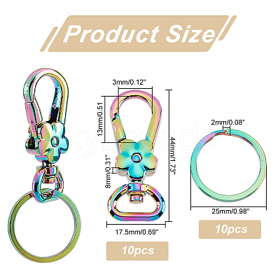 10Pcs Flower Zinc Alloy Swivel Clasps FIND-PH0009-02-1