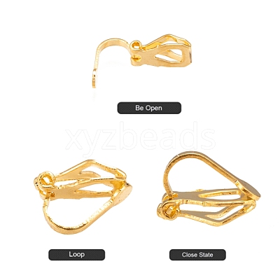 Brass Clip-on Earring Findings EC110-G-1