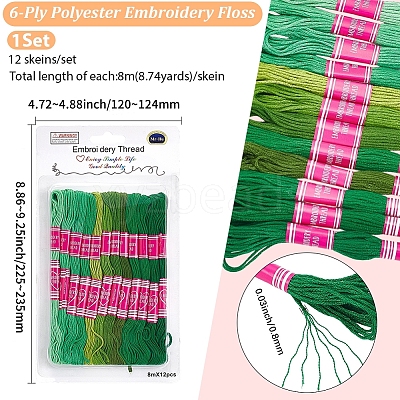12 Skeins 6-Ply Polycotton(Polyester Cotton) Embroidery Floss DIY-CY0002-94A-1