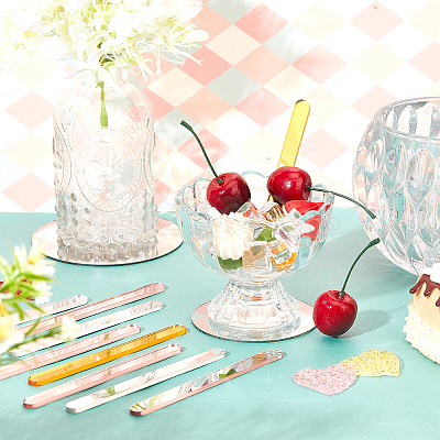 AHADEMAKER 60Pcs 3 Colors Reusable Acrylic Mirror Cakesicle Sticks DIY-GA0004-06-1