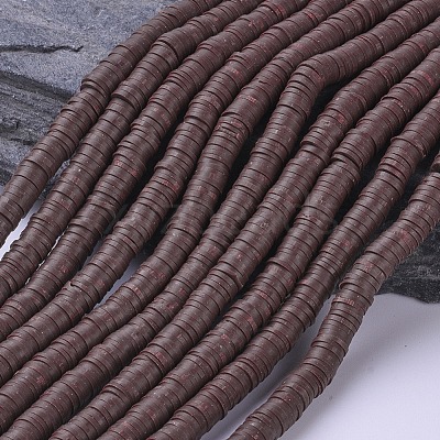 Flat Round Handmade Polymer Clay Beads CLAY-R067-6.0mm-38-1