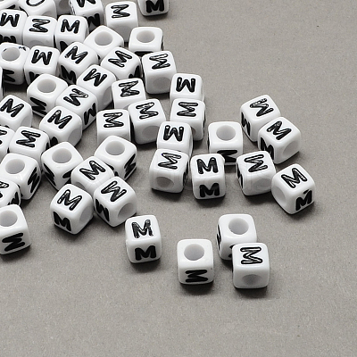 Large Hole Acrylic Letter European Beads SACR-Q103-7mm-01M-1