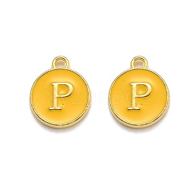 Golden Plated Alloy Enamel Charms ENAM-Q437-13P-1