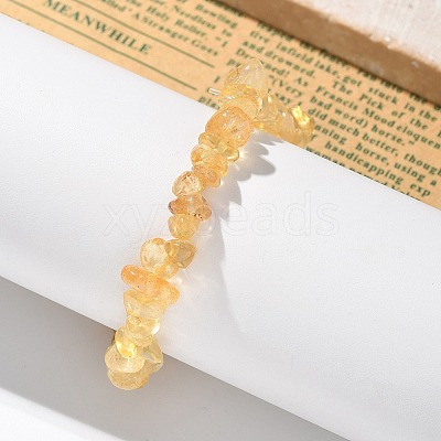 Chips Natural Citrine(Dyed & Heated) Beaded Stretch Bracelets BJEW-JB01826-08-1