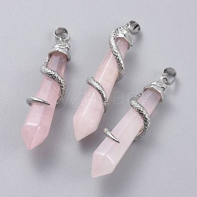 Natural Rose Quartz Big Pointed Pendants X-G-F696-B13-1