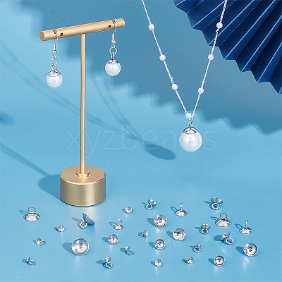 80Pcs 4 Styles 201 Stainless Steel Bead Cap Pendant Bails STAS-UN0063-51-1
