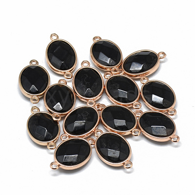 Dyed Natural Dyed & Heated Black Agate Links connectors G-T073-05K-1