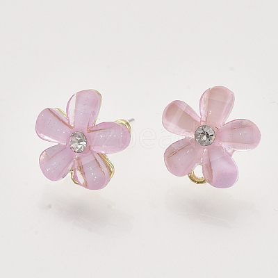 Alloy Rhinestone Stud Earring Findings X-PALLOY-N0149-20B-1