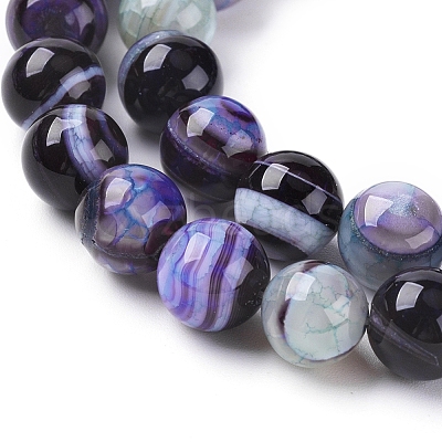 Natural Striped Agate/Banded Agate Beads Strands G-G582-10mm-43-1