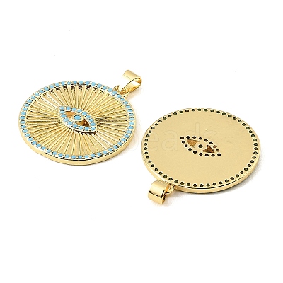 Brass Micro Pave Sky Blue Cubic Zirconia Pendants CU-CBA6938-06G-02-1