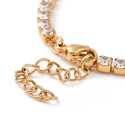 304 Stainless Steel Rhinestone Strass Chain Bracelets STAS-B021-14G-1
